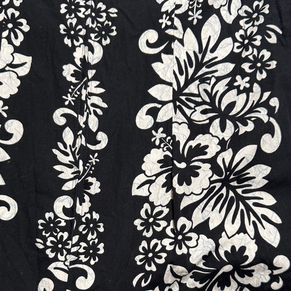 Vintage RM Made in Hawaii USA Floral Black White Red‎ Trim Mermaid Maxi Dress M? - Picture 14 of 15